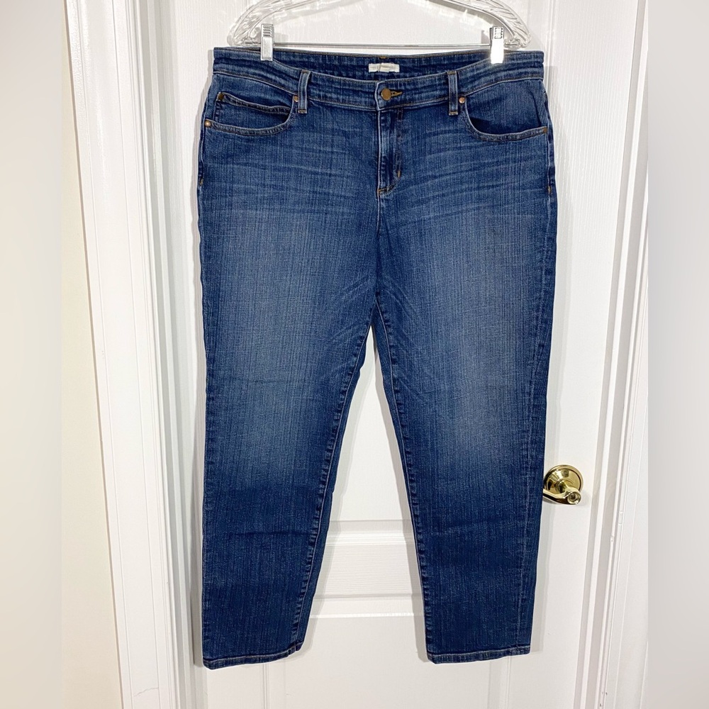 Eileen Fisher USA MADE Organic Cotton High Waist Straight Leg Ankle Jeans Sz 14